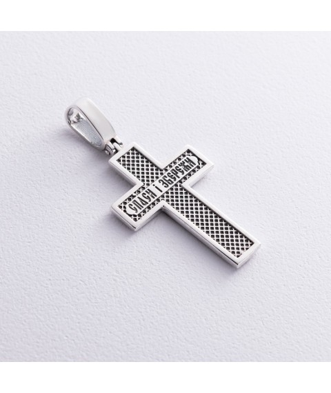 Silver cross "Crucifixion. Save and Preserve" (in Ukrainian) kdu-16 Onix
