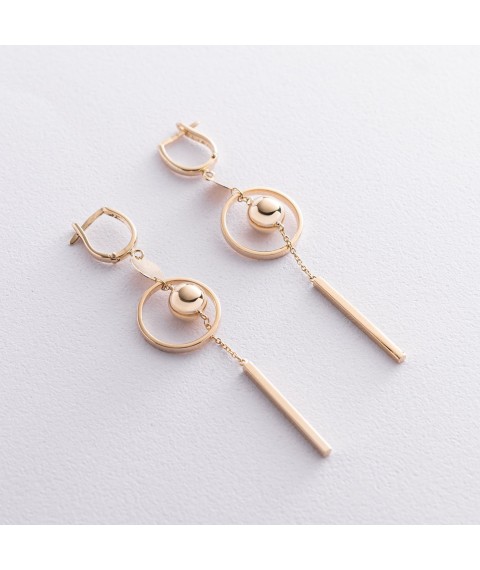Gold earrings "Sun" with English clasp s06532 Onyx