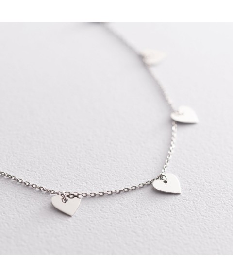 Necklace "Hearts" in white gold kol01450 Onix 45