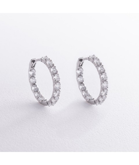 Silver earrings - rings with cubic zirconia 087610b Onyx