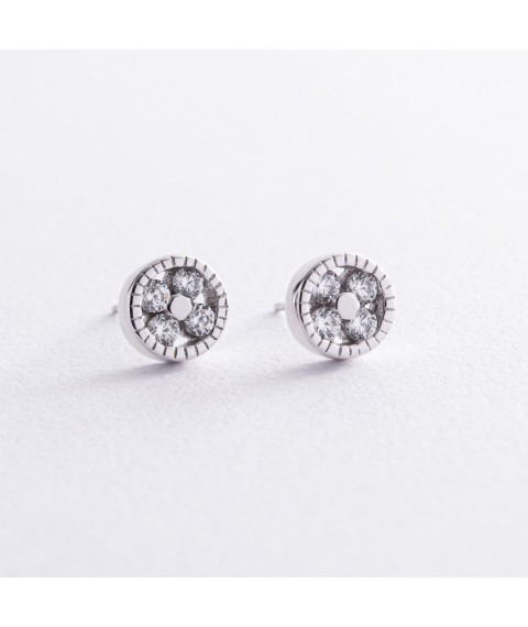 Silver earrings - studs with cubic zirconia 121664 Onyx