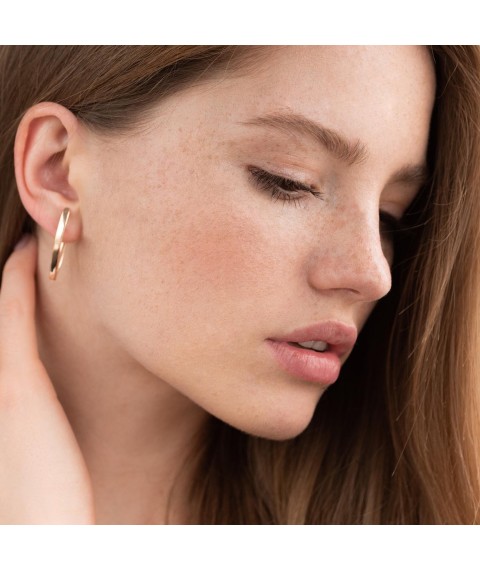 Gold earrings Minimalism s06956 Onyx