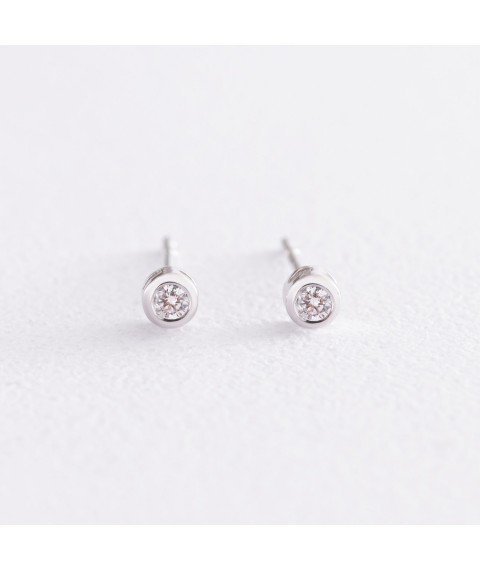 Gold earrings - studs with diamonds sb0352y Onyx