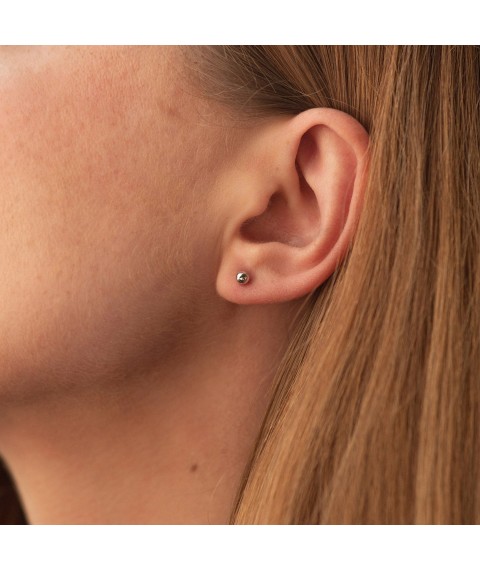 Gold single earring "Ball" s08791 Onyx
