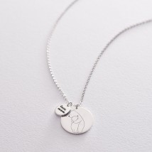 Серебряное колье с гравировкой "Мамина любовь" 18977mom Онікс  48