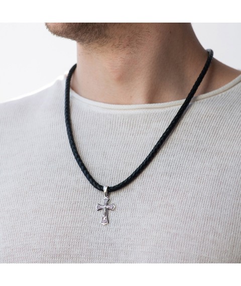 Silver cross "Crucifixion. Save and Preserve" (in Ukrainian) kdu-25 Onix