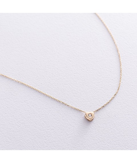 Gold necklace "Heart with cubic zirconia" kol01624 Onix 40