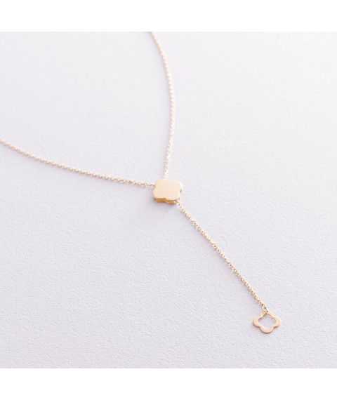 Necklace "Clover" in yellow gold kol01905 Onyx 45