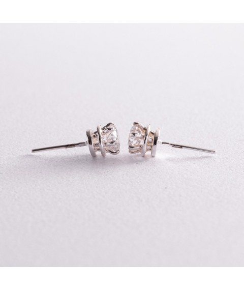 Silver earrings - studs (cubic zirconia) 12611 Onyx