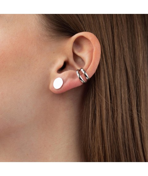 Silver earring - cuff 123297 Onyx