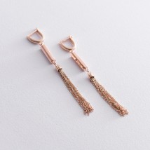 Dangling earrings in red gold s06874 Onyx