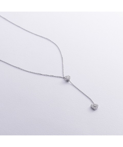 Gold necklace - tie "Hearts" with diamonds flask0120mi Onix 42