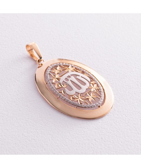 Muslim gold pendant with cubic zirconia p03141 Onyx