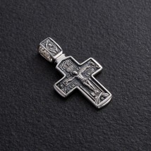 Silver cross "Crucifixion of Christ. Deesis" (blackening) 132991 Onyx