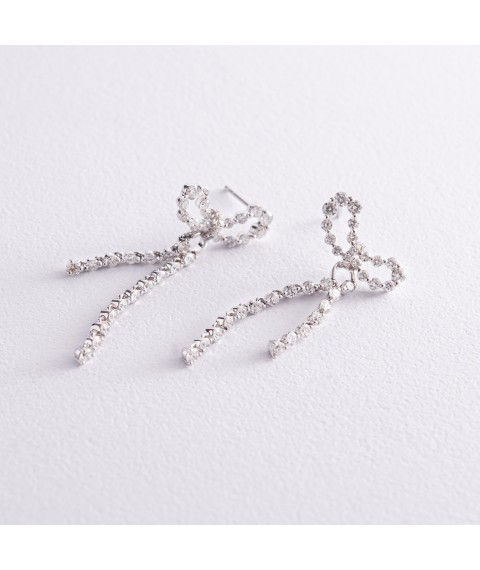 Gold earrings - studs "Bows" with diamonds s542 Onix