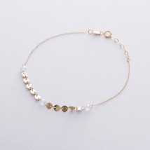Gold bracelet Coins with cubic zirconia b04291 Onix 17.5