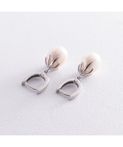 Gold earrings with pearls s07317 Onyx