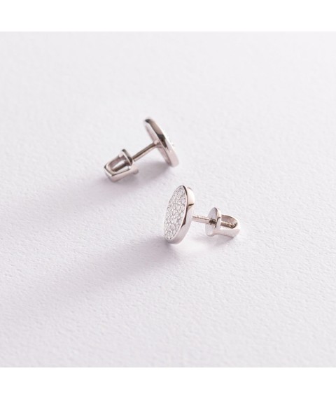 Gold earrings - studs with diamonds 102-10068/2 Onyx