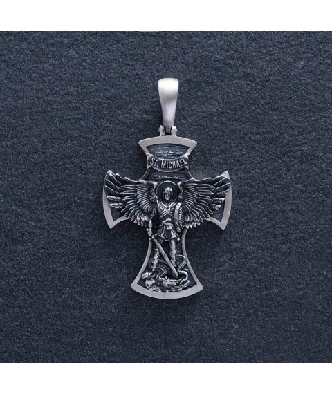 Срібний хрест "Архангел Михаїл" 1193 Онікс