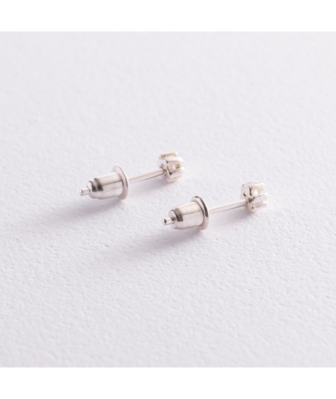 Silver earrings - studs with cubic zirconia (3mm) 12658 Onyx