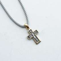Серебряный крестик с позолотой "Распятие. Молитва "Господи, помилуй" 131670 Онікс