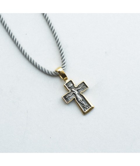 Серебряный крестик с позолотой "Распятие. Молитва "Господи, помилуй" 131670 Онікс