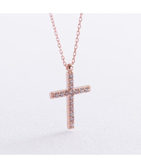 Gold necklace with a cross (black and white cubic zirconia) count00807 Onyx 45