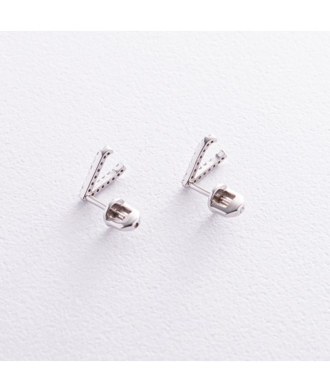 Earrings - studs "Accent" with cubic zirconia (white gold) s08453 Onyx