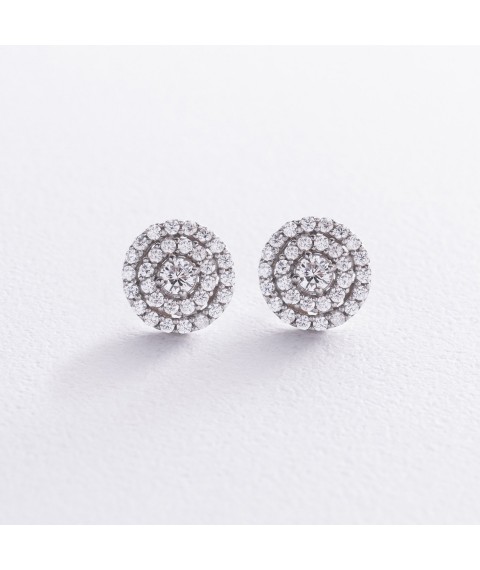 Silver earrings - studs with cubic zirconia 911 Onyx