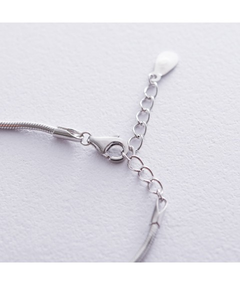 Silver bracelet with heart (enamel) 141247 Onix 20.5