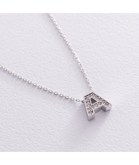 Gold necklace with letter (cubic zirconia) coll01329A Onix 44
