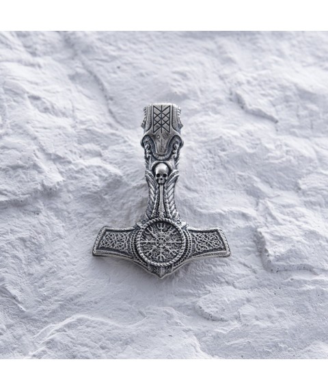 Silver pendant - hammer "Helmet of Horror with skull" 7043 Onyx