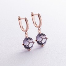 Gold earrings "Attraction" with amethyst s05299 Onyx