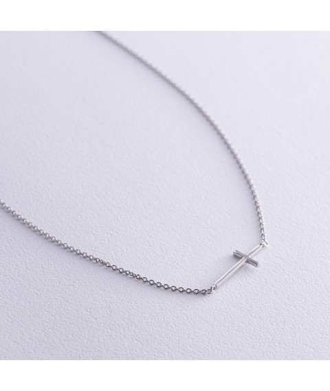 Silver necklace "Cross" 1094 Onyx 41