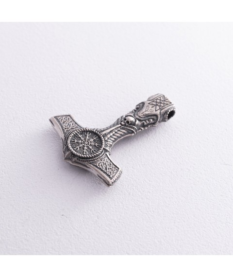 Silver pendant - hammer "Helmet of Horror with skull" 7043 Onyx