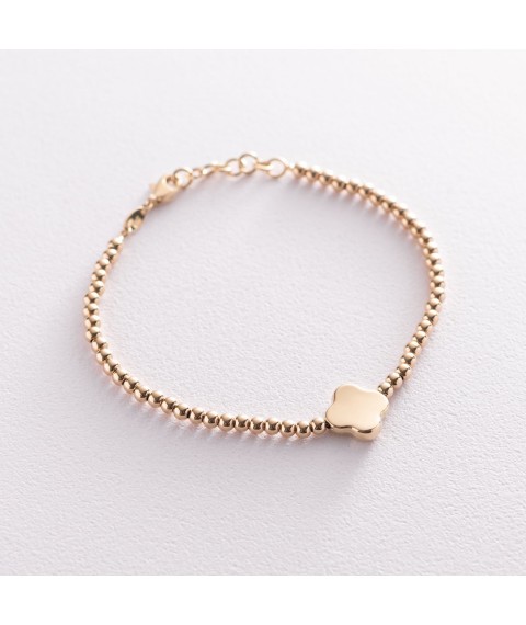 Gold women's bracelet "Clover" b02734 Onix 19.5