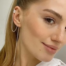 Silver earring - cuff 123101 Onyx