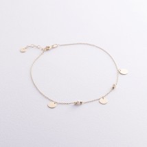 Bracelet "Coins and balls" with pearls on the leg (yellow gold) b05368 Onix 23
