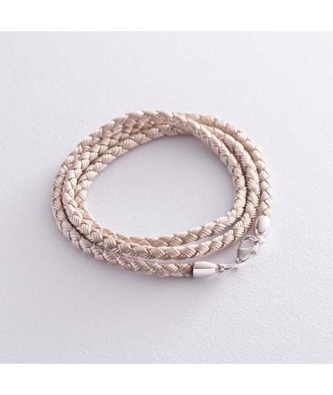 Silk cord with silver clasp 18715 Onix 50