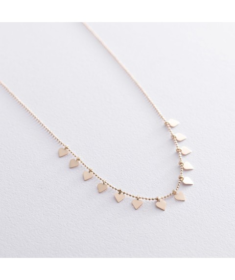 Necklace "Hearts" in yellow gold kol01406 Onix 45
