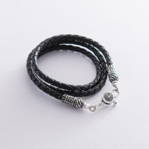 Leather cord "Save and Preserve" with silver clasp (4mm) 18391 Onix 70
