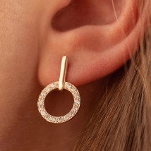 Earrings - studs "Tessa" with cubic zirconia (red gold) s08782 Onyx