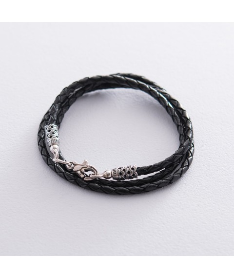 Leather cord with silver clasp 18533 Onix 70