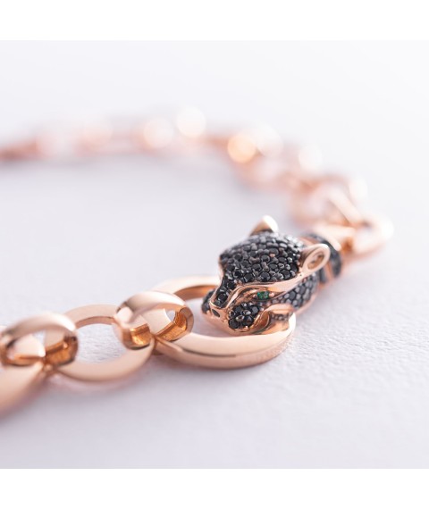 Gold bracelet "Panther" (black cubic zirconia) b02544 Onix 20