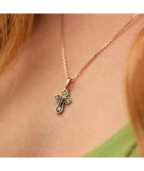 Golden Orthodox cross "Crucifixion" p01576 Onyx