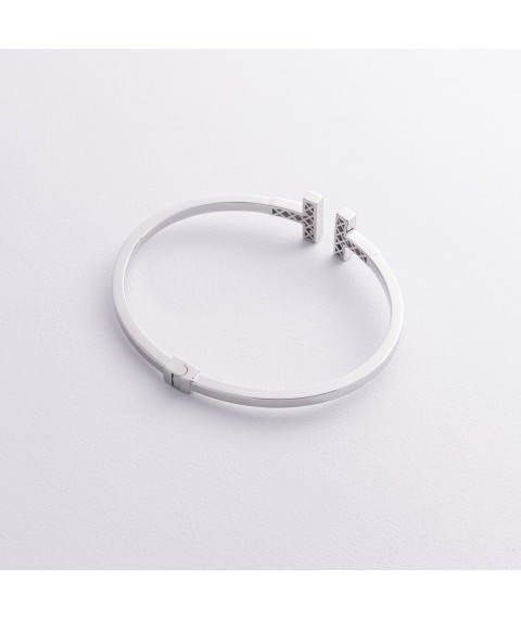 Rigid bracelet in white gold (cubic zirconia) b02318 Onyx