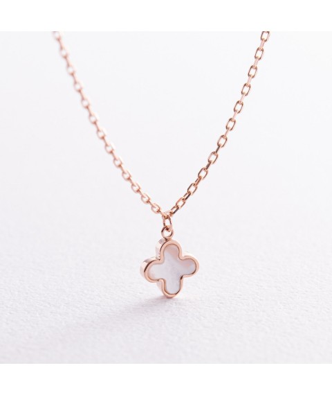 Gold necklace "Clover" with mother-of-pearl col02395 Onix 44