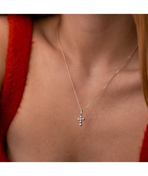 Cross with diamonds (yellow gold) pb0337gm Onyx
