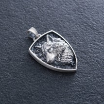 Silver pendant "Wolf" (custom engraving possible) 7110 Onyx