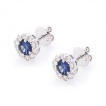 Gold stud earrings (blue sapphire, diamond) sb0183gl Onyx